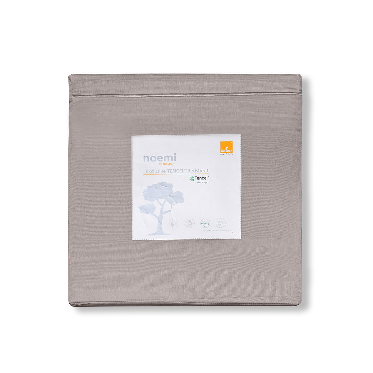 Vintage Noemi Solid 100% Tencelâ„¢ Grey Bed Sheet With Pillow Case
