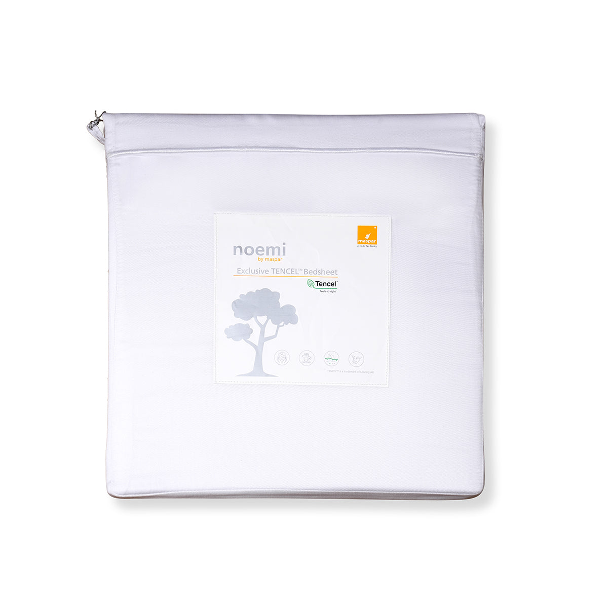 Vintage Noemi Solid 100% Tencelâ„¢ White Bed Sheet With Pillow Case