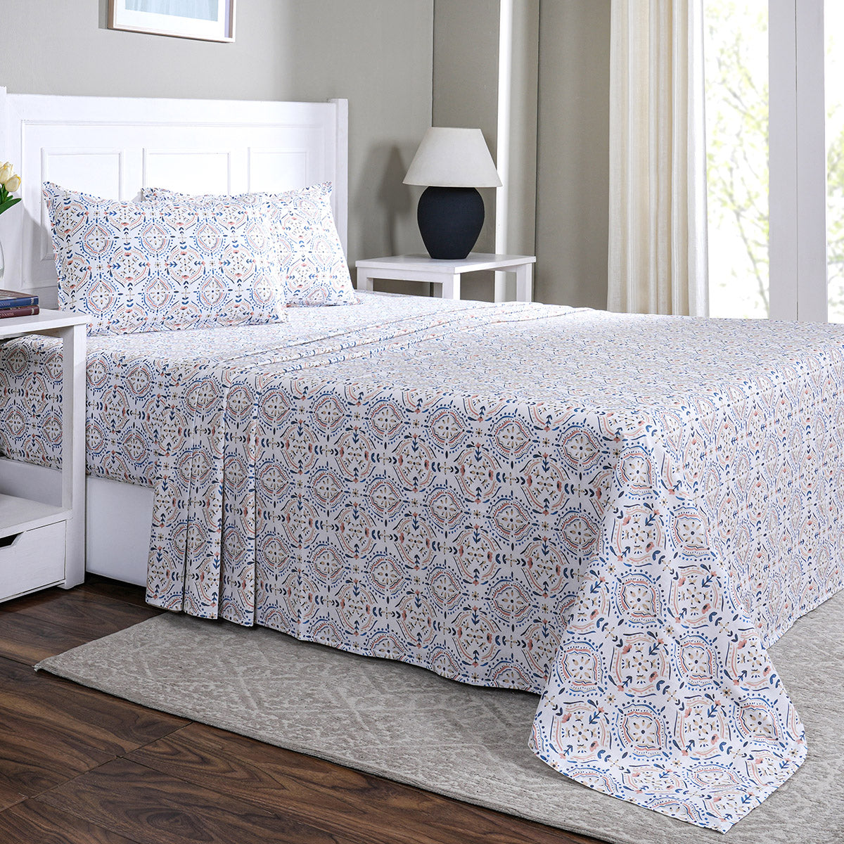 Hermosa Sensory Bloom Gareth 100% Cotton Printed Bed Sheet with Pillow Case Orange