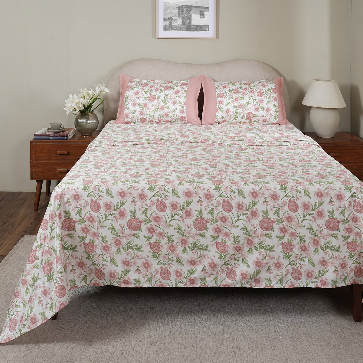 Sensory Bloom Blooming Petals 100% Cotton Pink Bed Sheet with Pillow Case