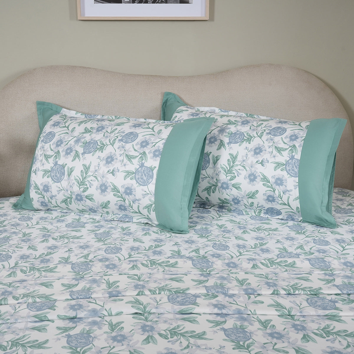 Sensory Bloom Blooming Petals 100% Cotton Blue Bed Sheet with Pillow Case