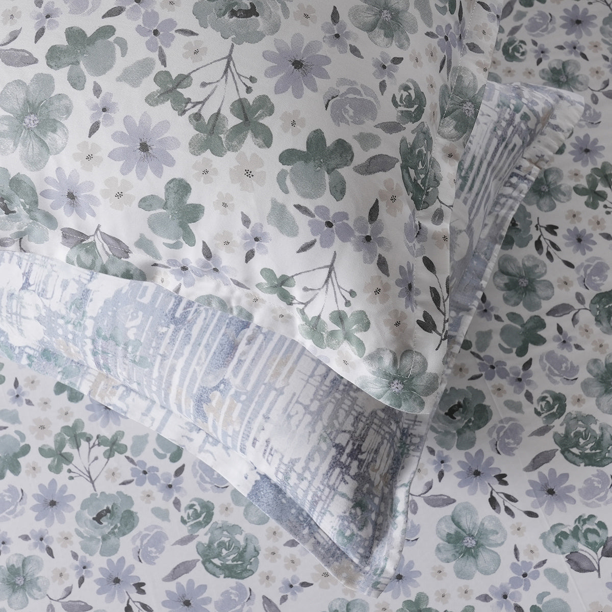 Sensory Bloom Petalyn 100% Cotton Blue Bed Sheet with Pillow Case