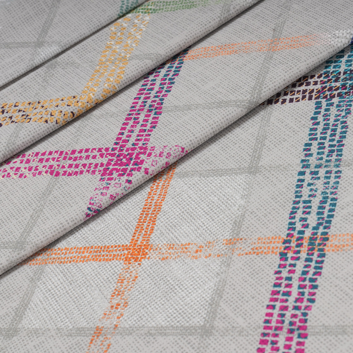 Eclectic Geo Rhombus Digital Print 100% Cotton Grey Bed Sheet with Pillow Case