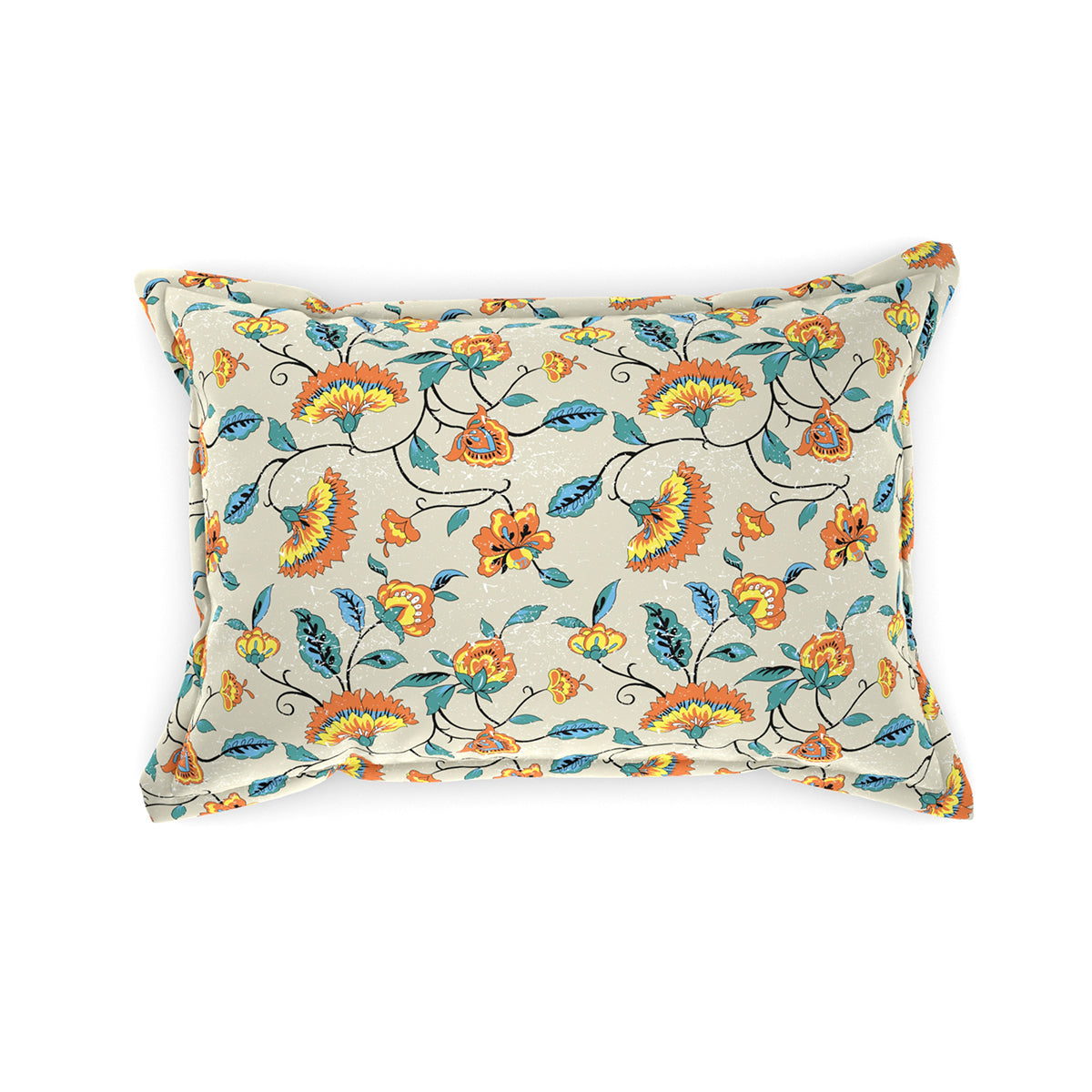 Modern Sanctuary Boho Floral Printed 144 TC 100% Cotton Orange Bed Sheet with Pillow Case