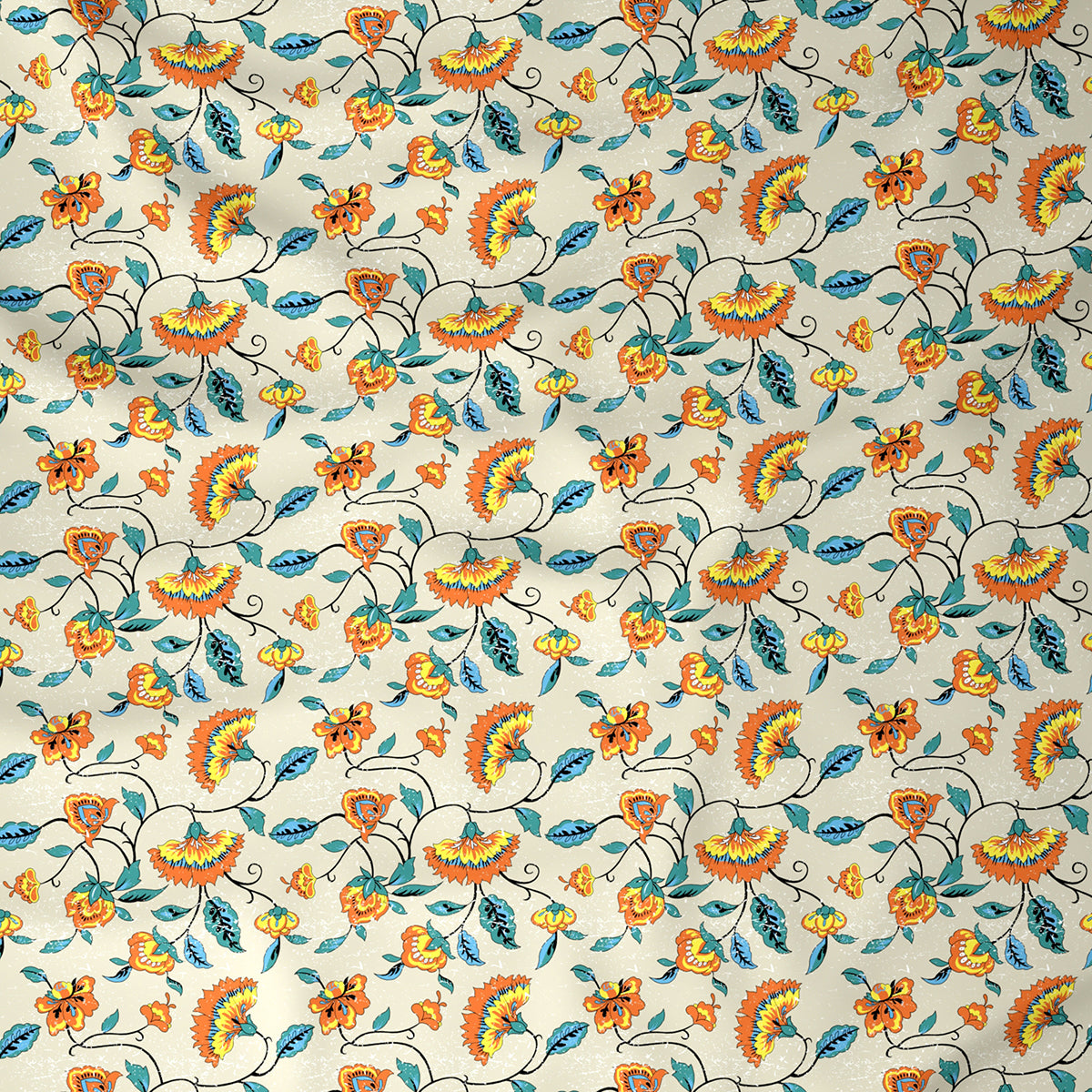 Modern Sanctuary Boho Floral Printed 144 TC 100% Cotton Orange Bed Sheet with Pillow Case