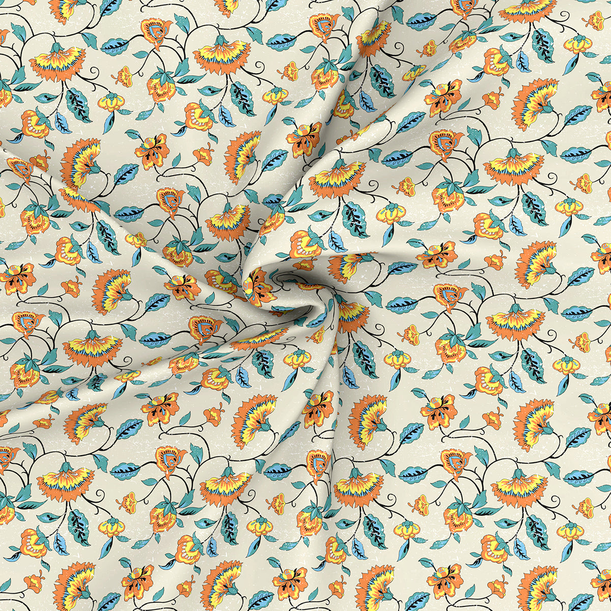 Modern Sanctuary Boho Floral Printed 144 TC 100% Cotton Orange Bed Sheet with Pillow Case