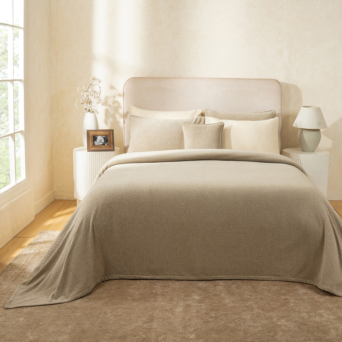 Blaize 100% Cotton Solid Weave Grey Bed Cover