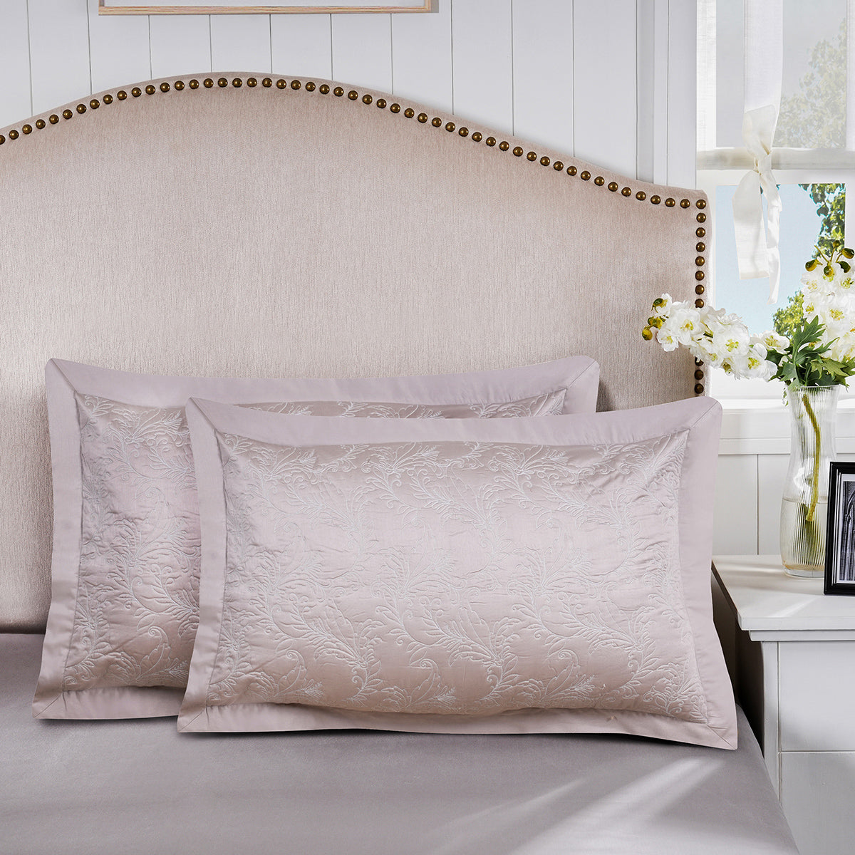 Classical Ornate Twirls & Swirls Pillow Sham Set Neutral