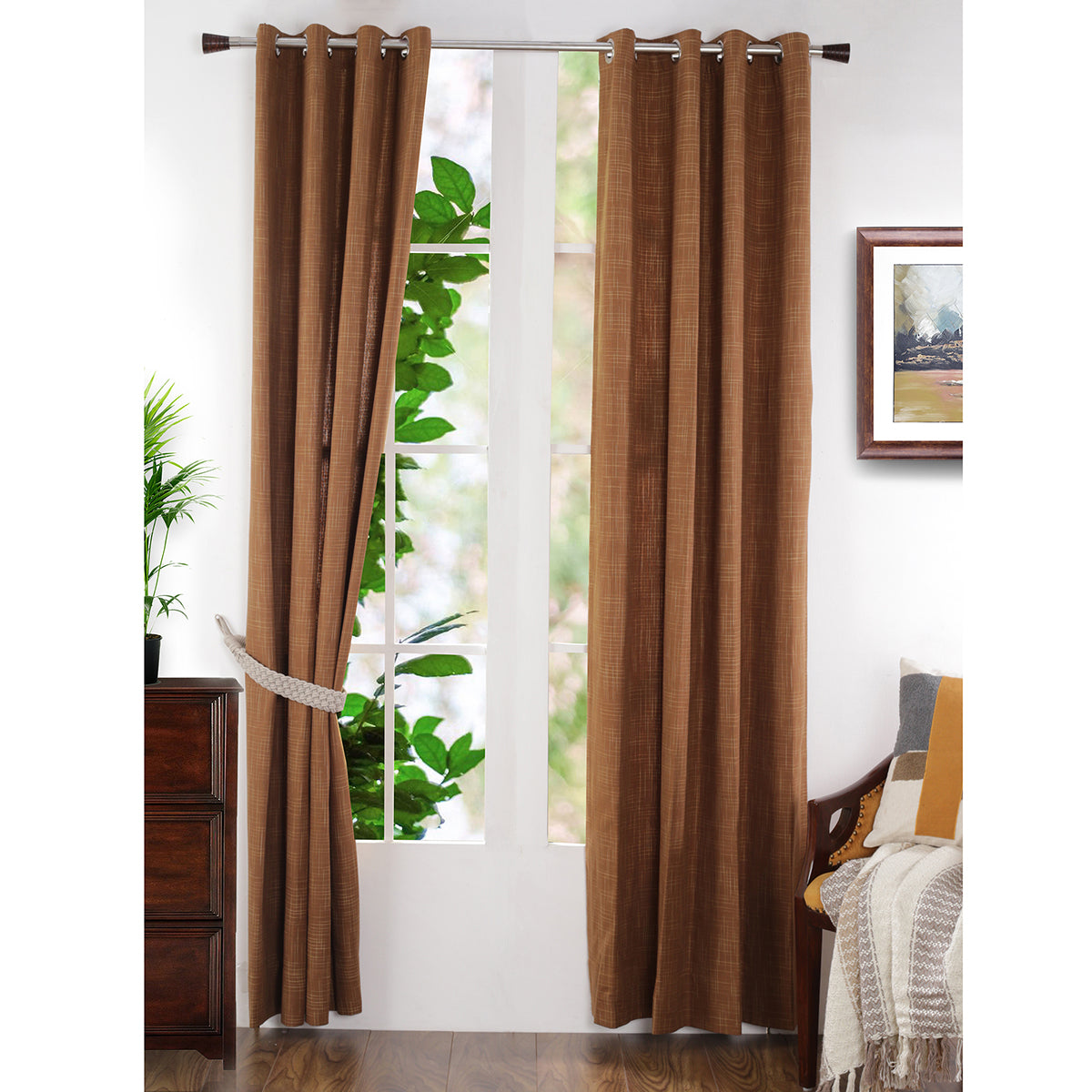 Batik Slub Woven Yard Dyed Curtain Set