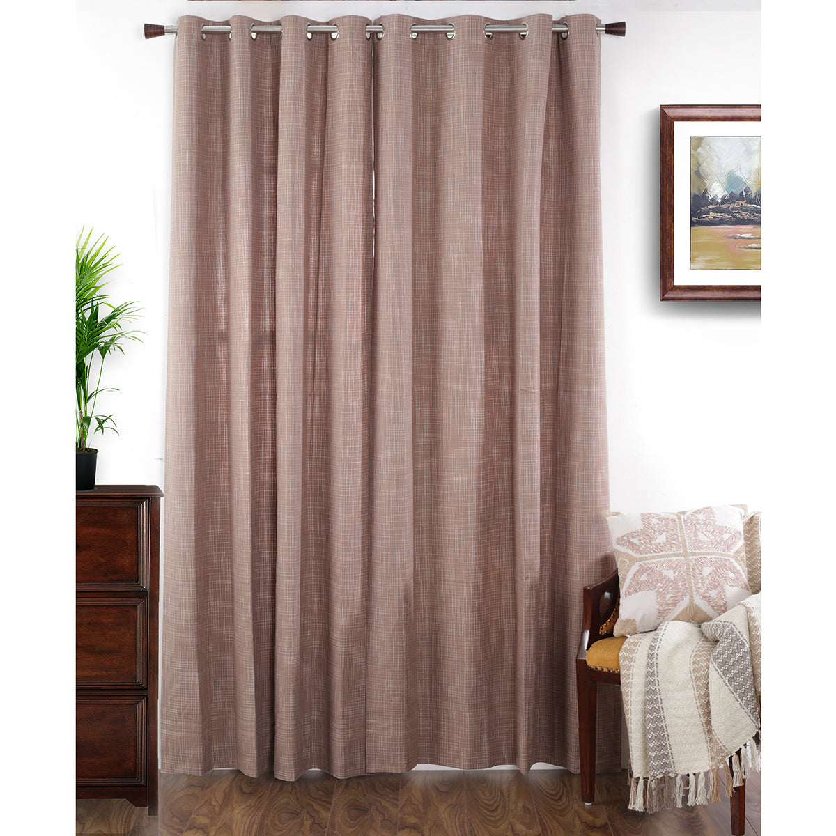 Batik Slub Woven Yard Dyed Curtain Set