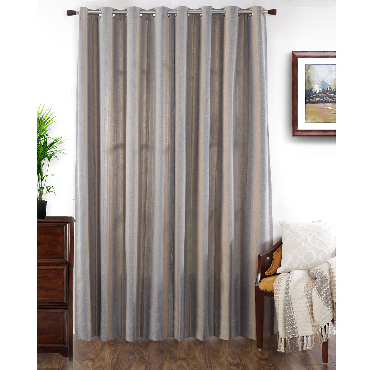 Beatitude Stripe Jacquard Blue Colorway Curtain Set