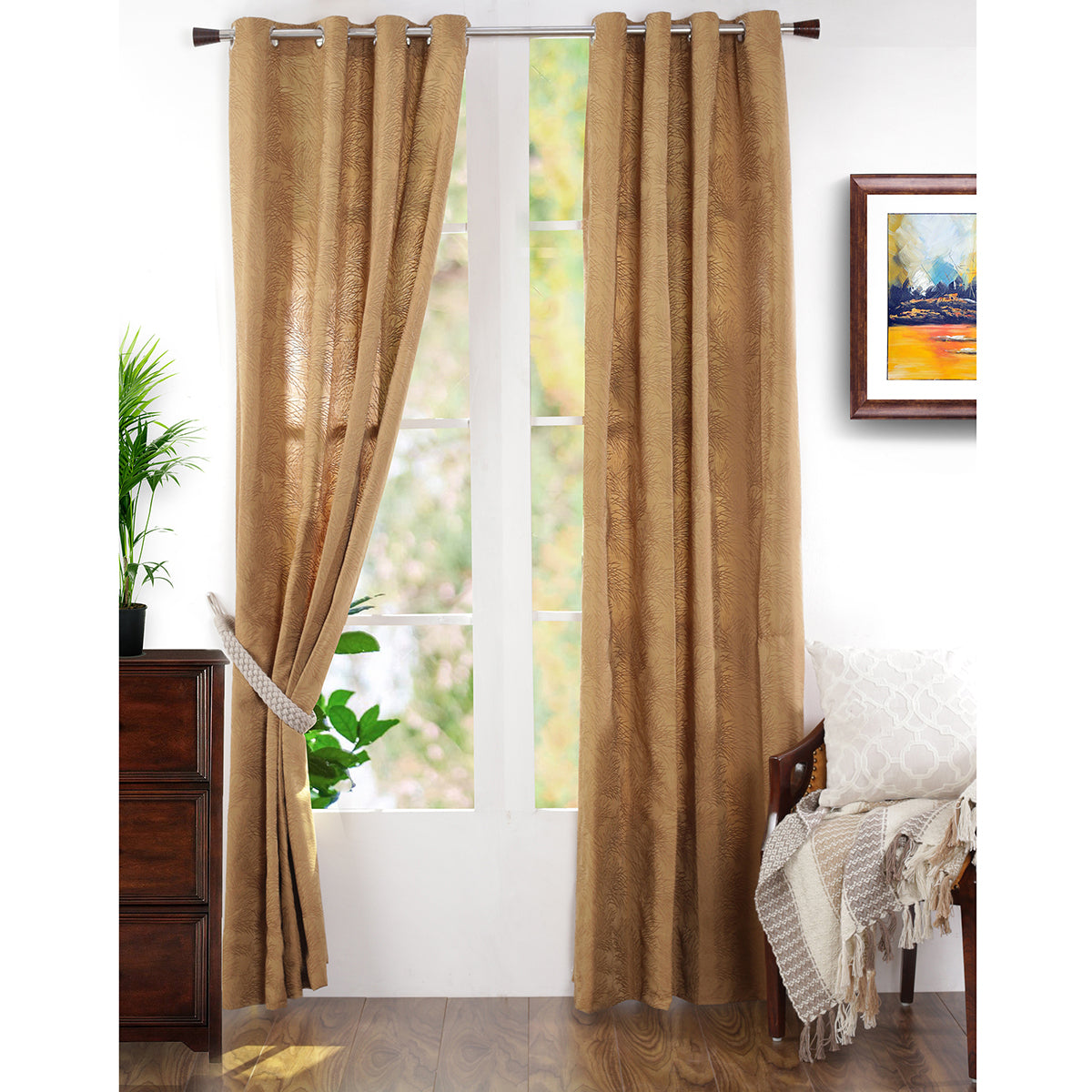 Cacti Spine J/Q Woven Yard Dyed Window Curtain Set