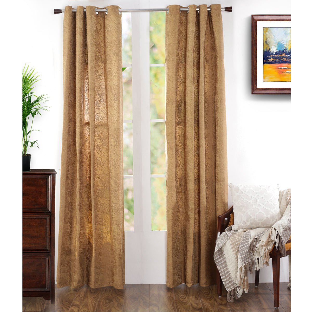 Cacti Spine J/Q Woven Yard Dyed Window Curtain Set