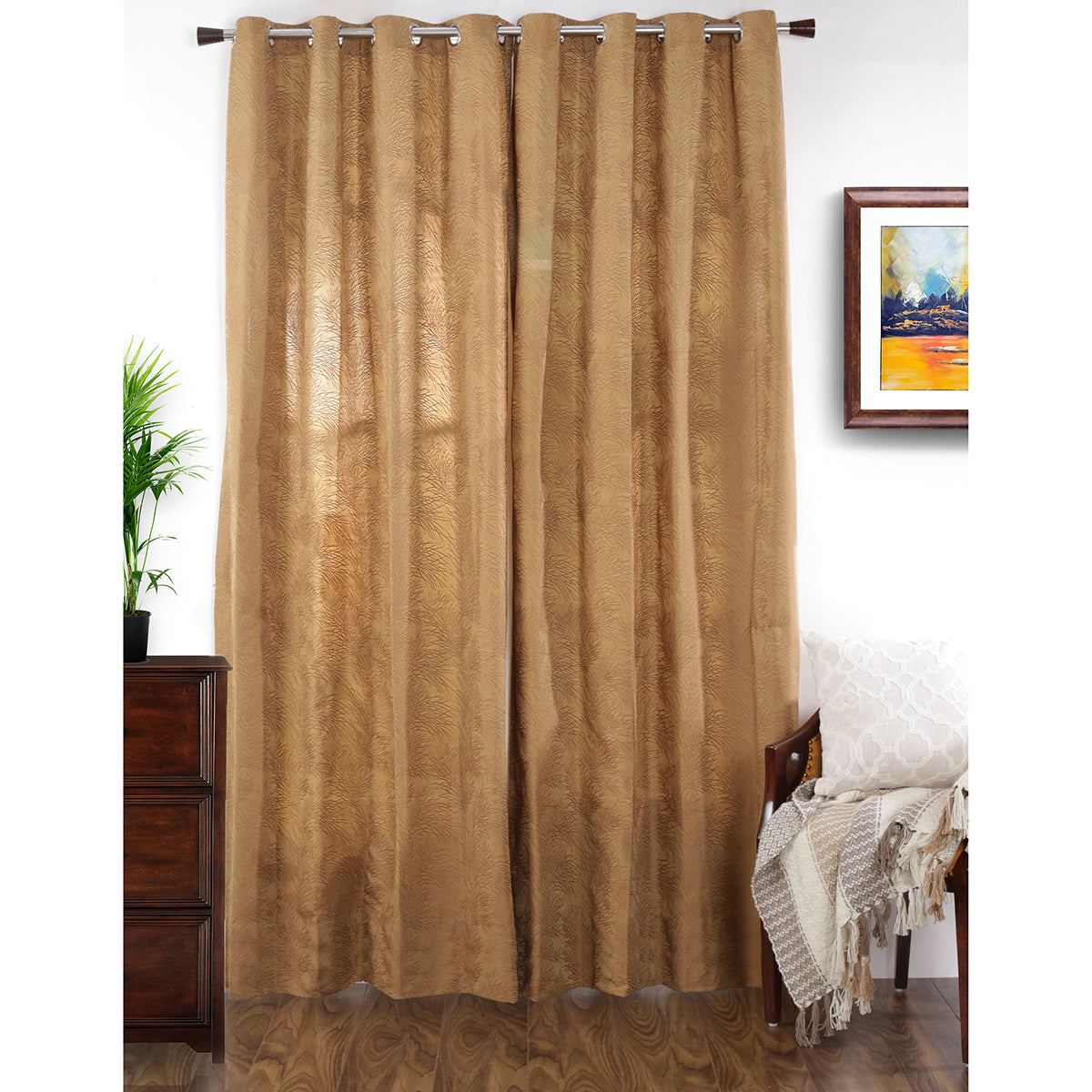 Cacti Spine J/Q Woven Yard Dyed Window Curtain Set