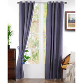 Two Color Rib Woven Long Door Curtain Set