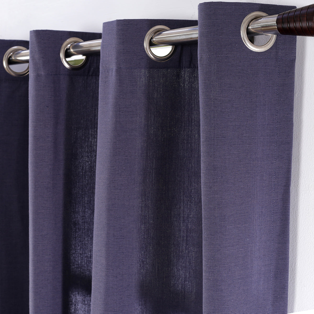 Two Color Rib Woven Long Door Curtain Set