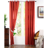 Two Color Rib Woven Yard Dyed  Door Curtain Set