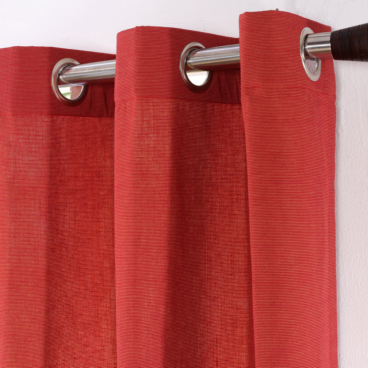 Two Color Rib Woven Yard Dyed  Door Curtain Set
