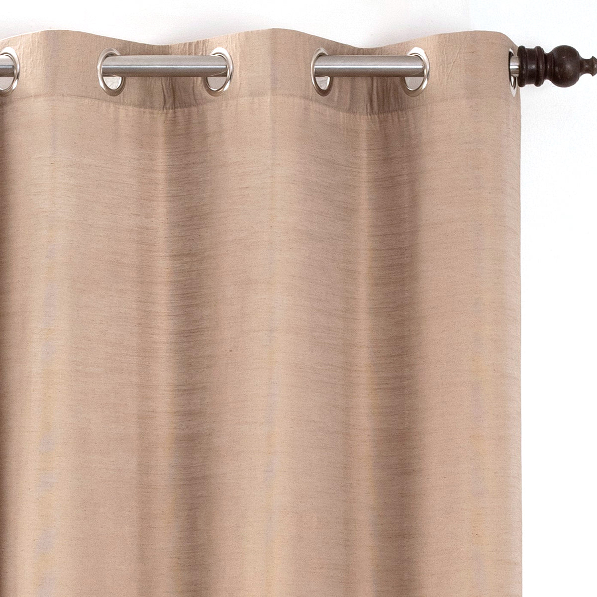 Silky Sillion Solid 2PC Beige Curtain Set