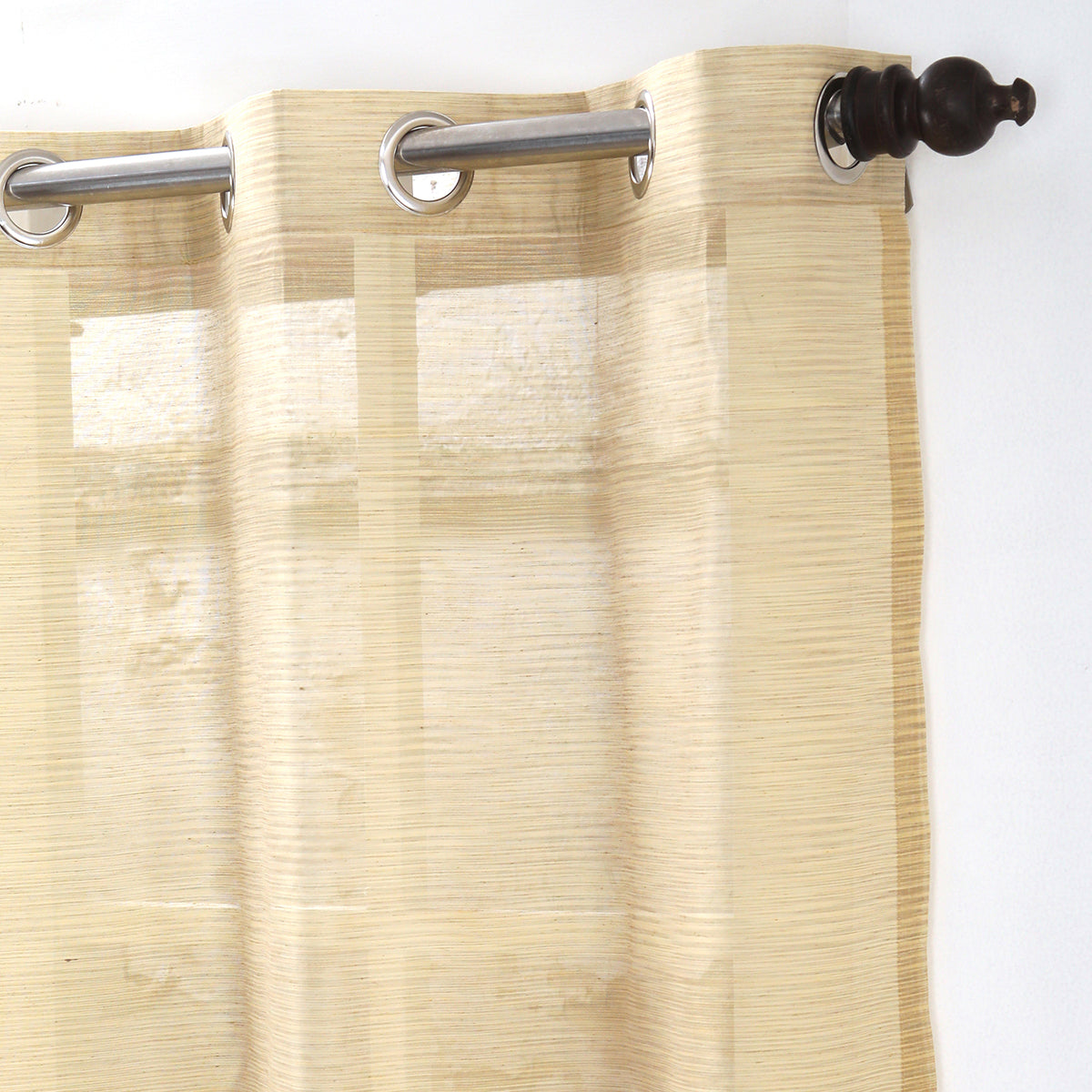 Tidy Silk Solid 2PC Beige Curtain Set