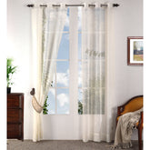 Solidonia Square Solid 2PC Beige Curtain Set