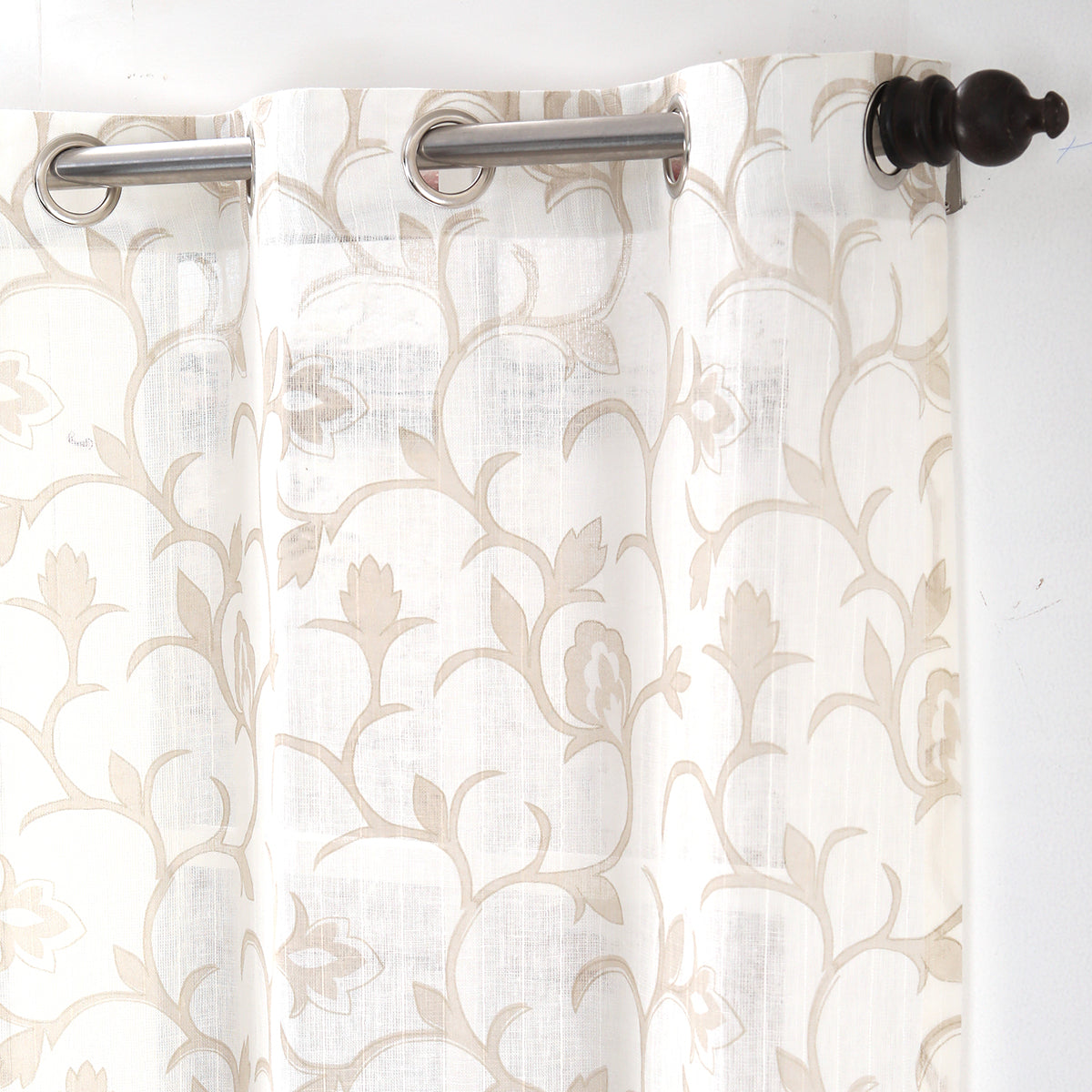 Sicilian Stripe Solid 2PC Beige Curtain Set