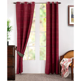 Hickory Silk Solid 2PC Red Curtain Set