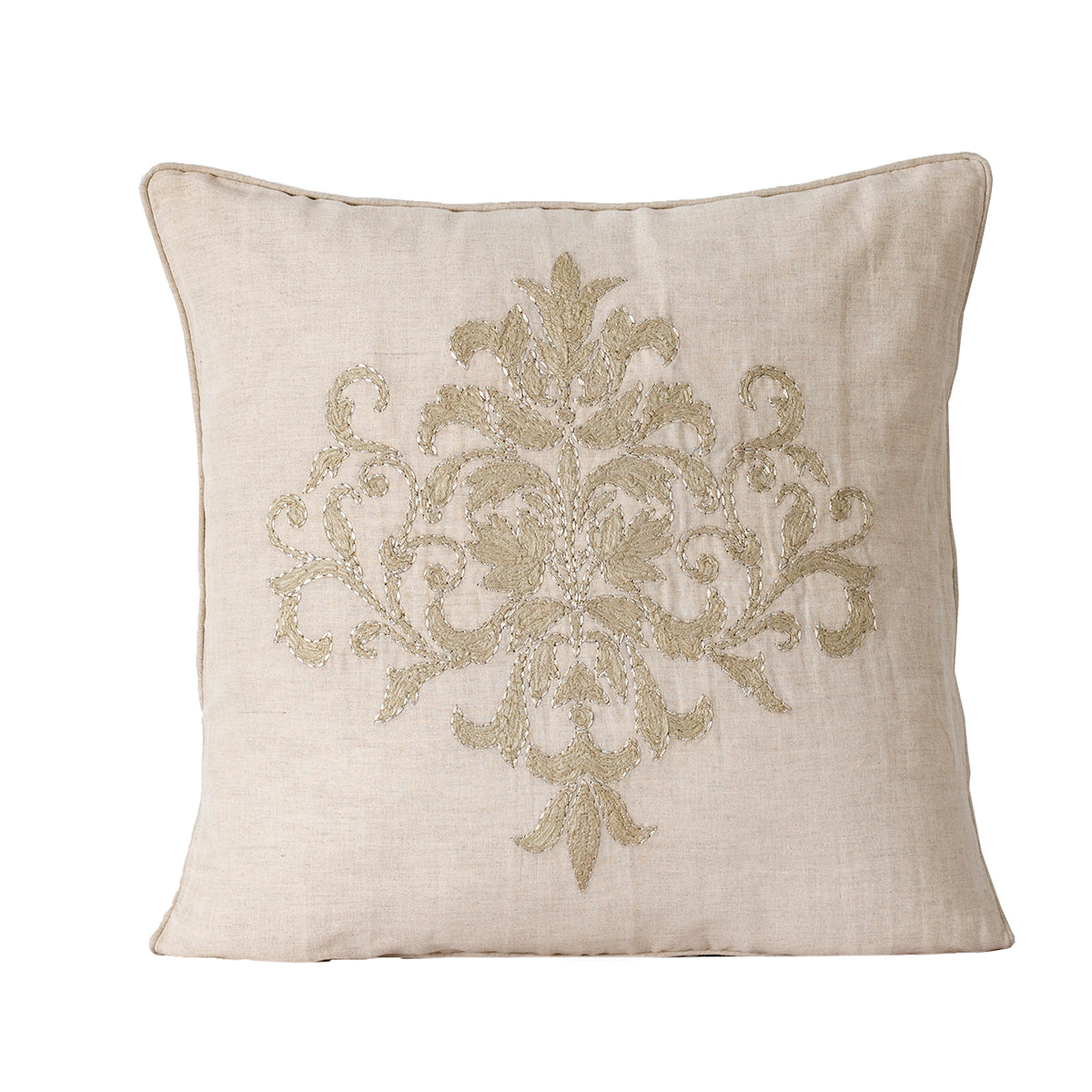 Grandeur VintFlow Handwork Hand Embridery 100% Cotton Neutral Cushion Cover