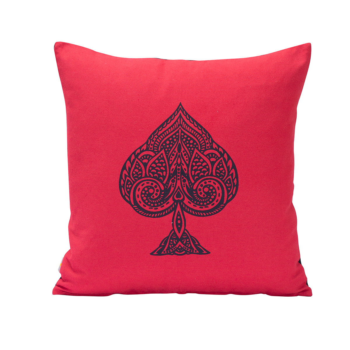 Four Suits Printed Red/Black 1 Pc Cushion Cover