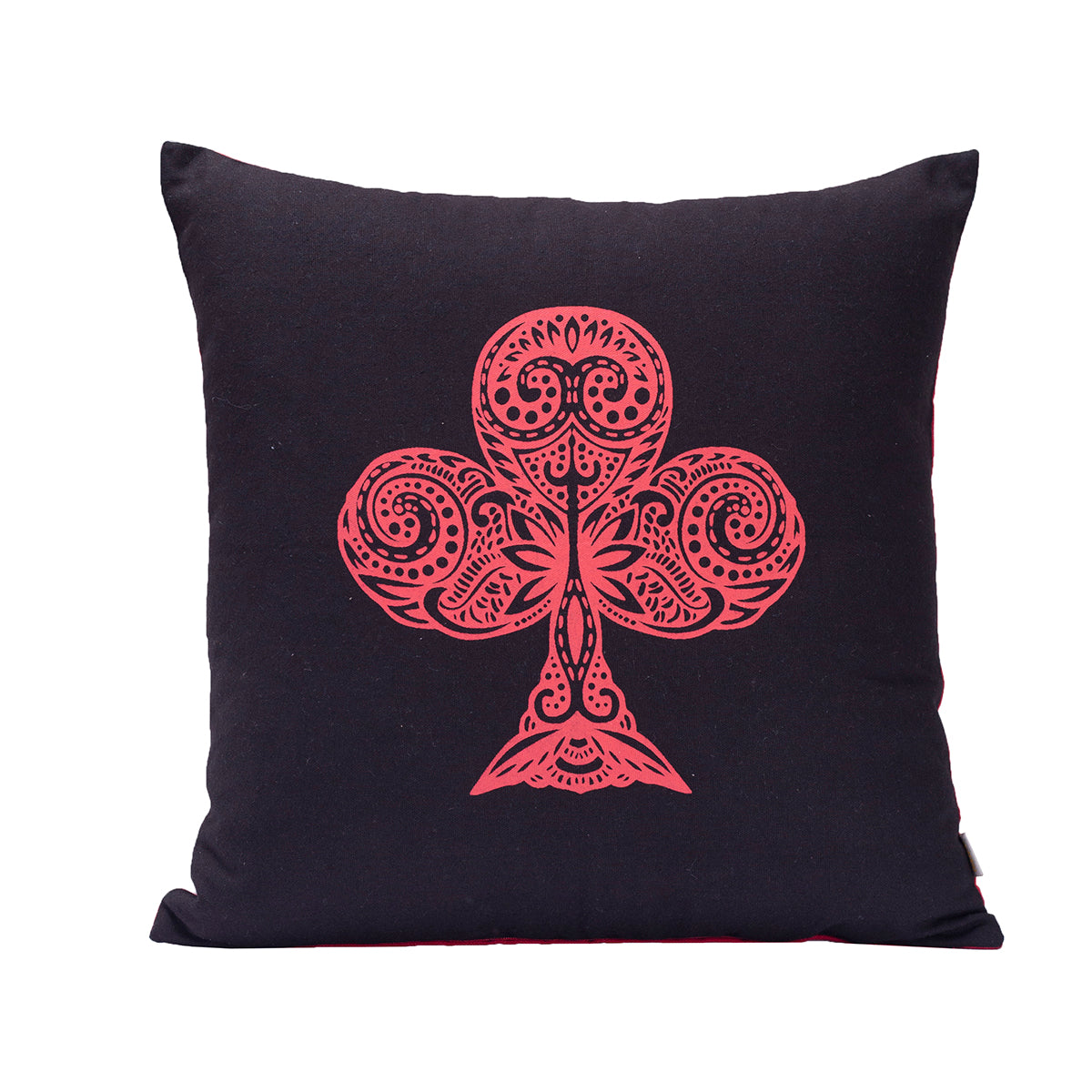 Four Suits Printed Red/Black 1 Pc Cushion Cover