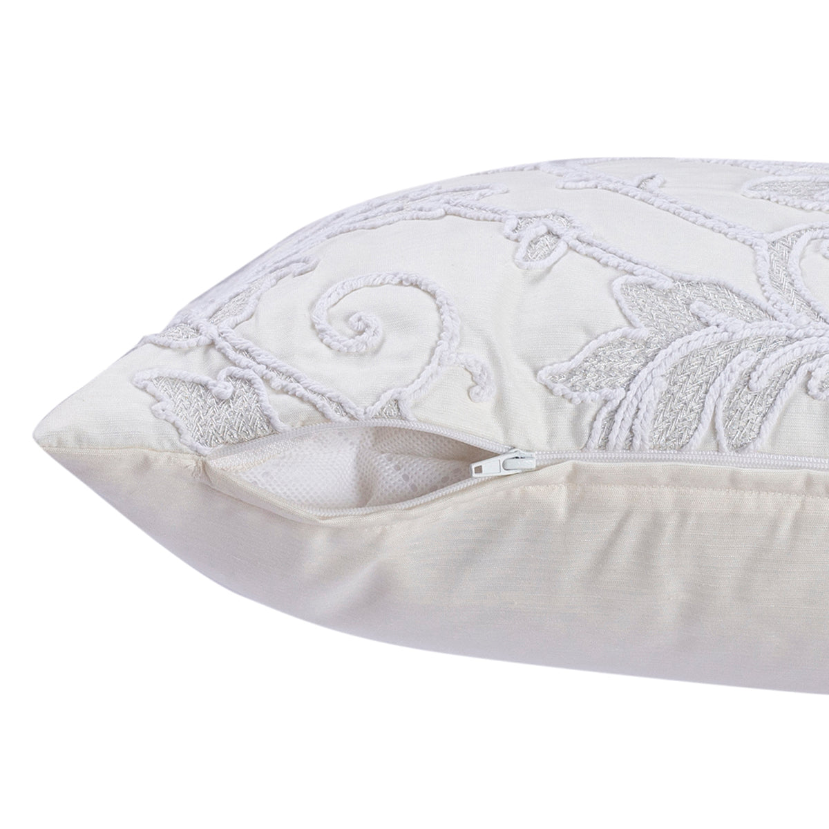 Nostalgic Attire Fancy Finest Beige Embroidered Cushion Cover