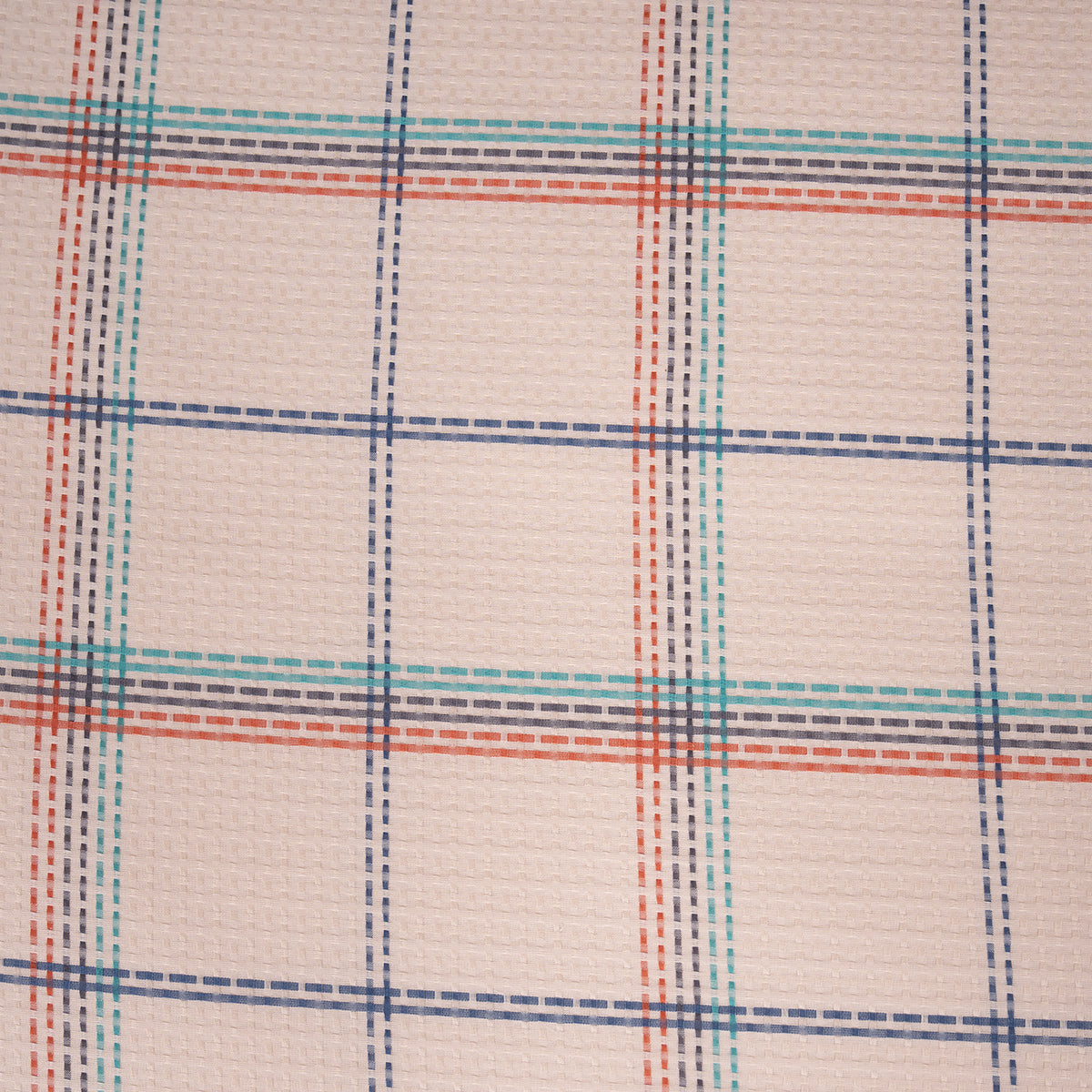 Eclectic Geo Mosaic Plaid Woven 100% Cotton Blue Duvet Cover with Pillow Case