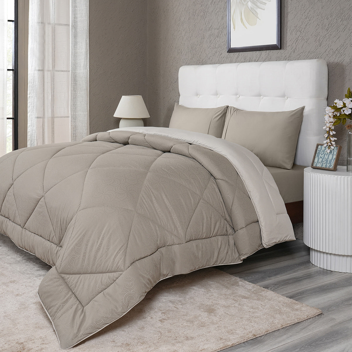 Gravel reversible textured Green Quilt