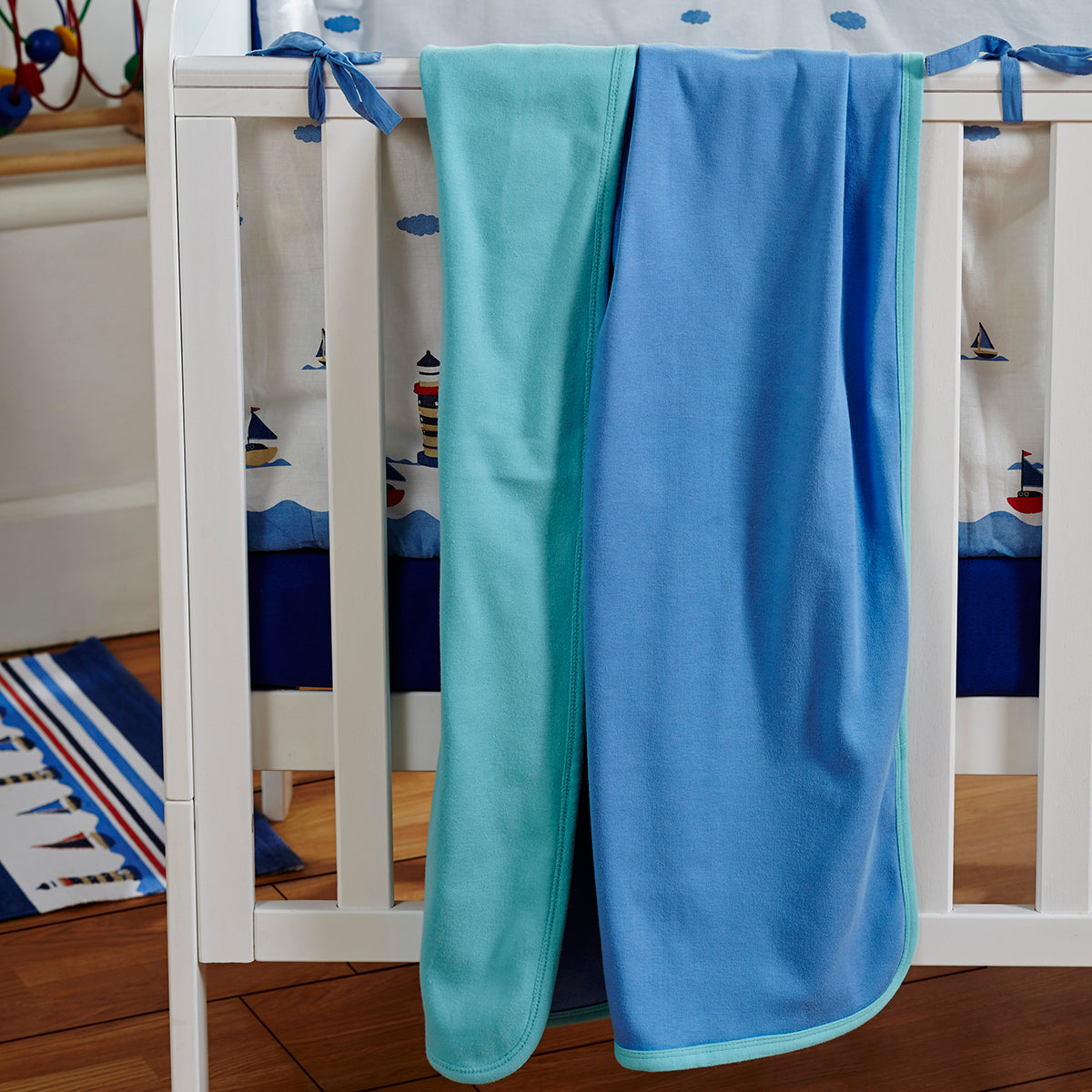 Little Maspar Solid Cotton Comfort Blanket Blue