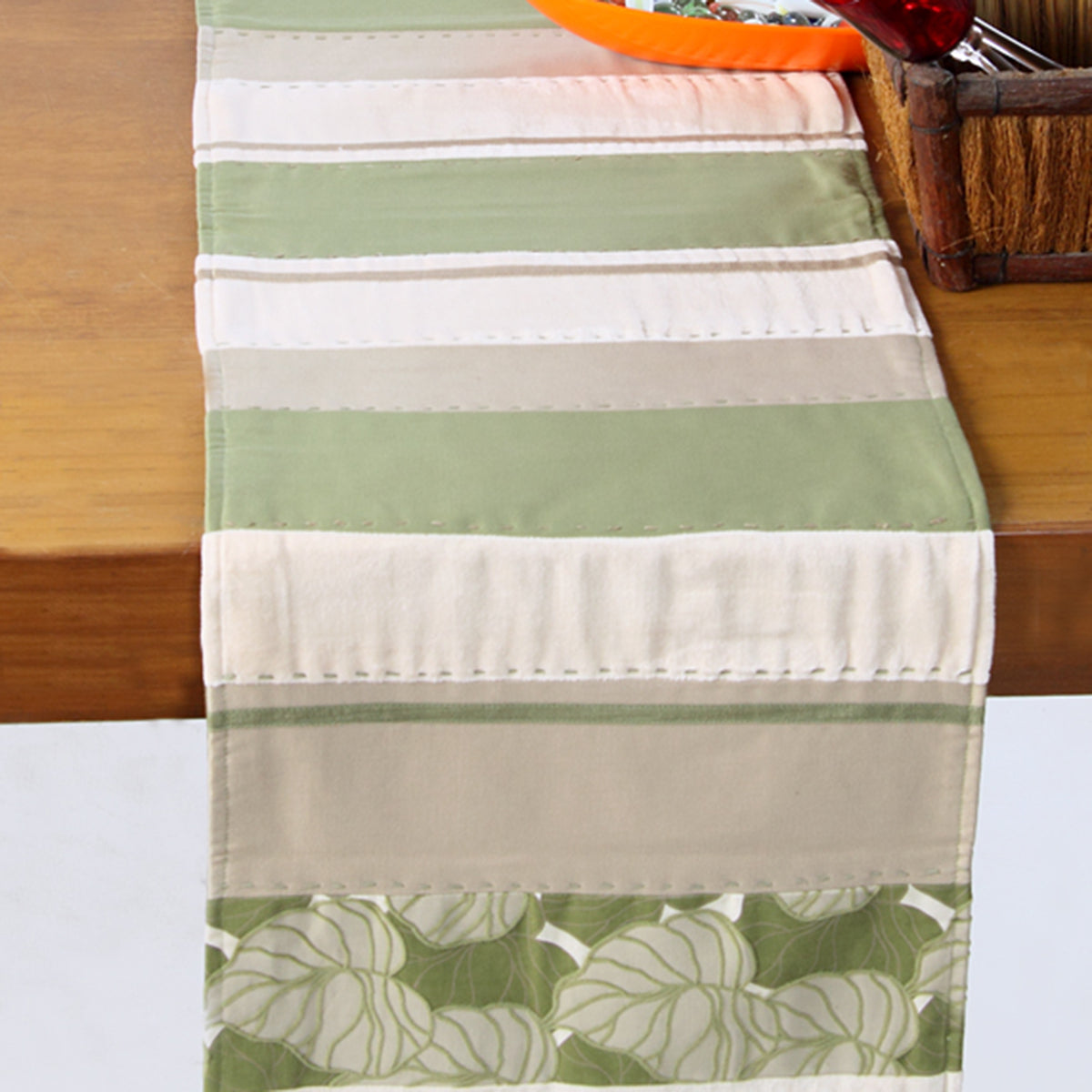 Maspar Palm Leaves 100% Cotton Print Flock Runner Green