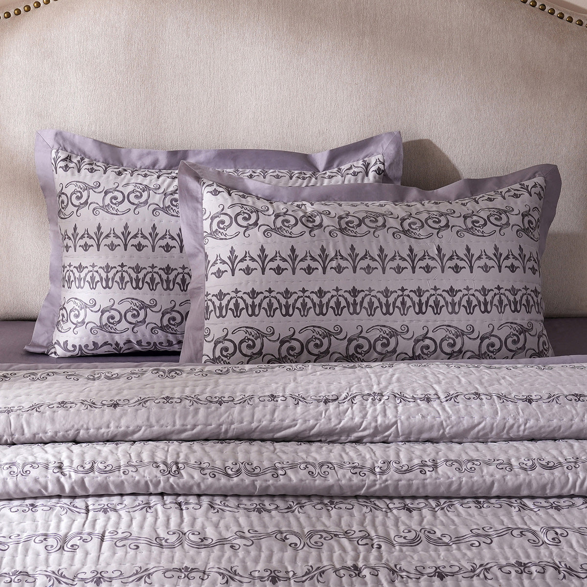 Ornamental Elegance Arabelle Fabric-100% Cotton, Filling-100% Polyester Pillow Sham Set Purple
