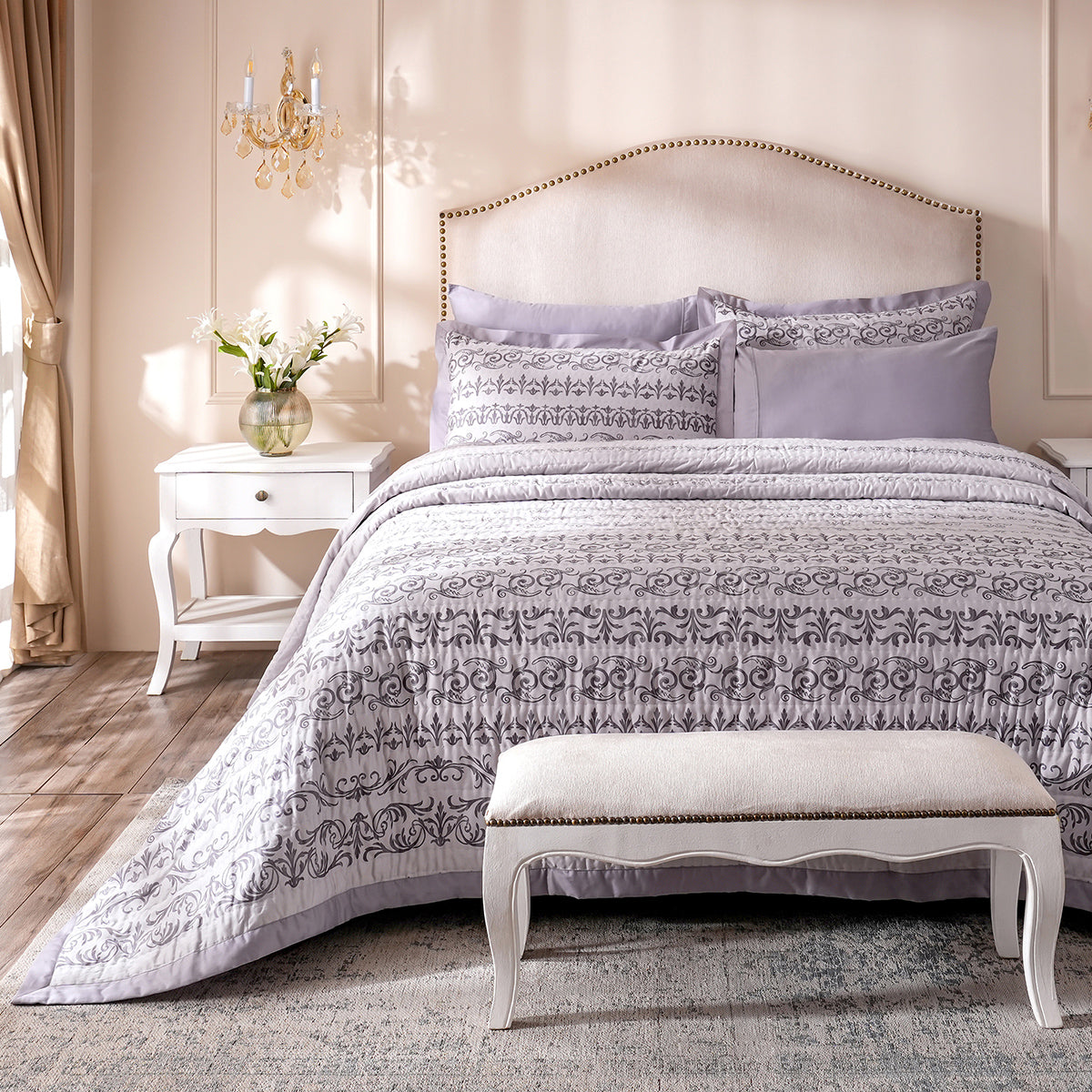 Ornamental Elegance Arabelle Quilt/Quilted Bed Cover Purple