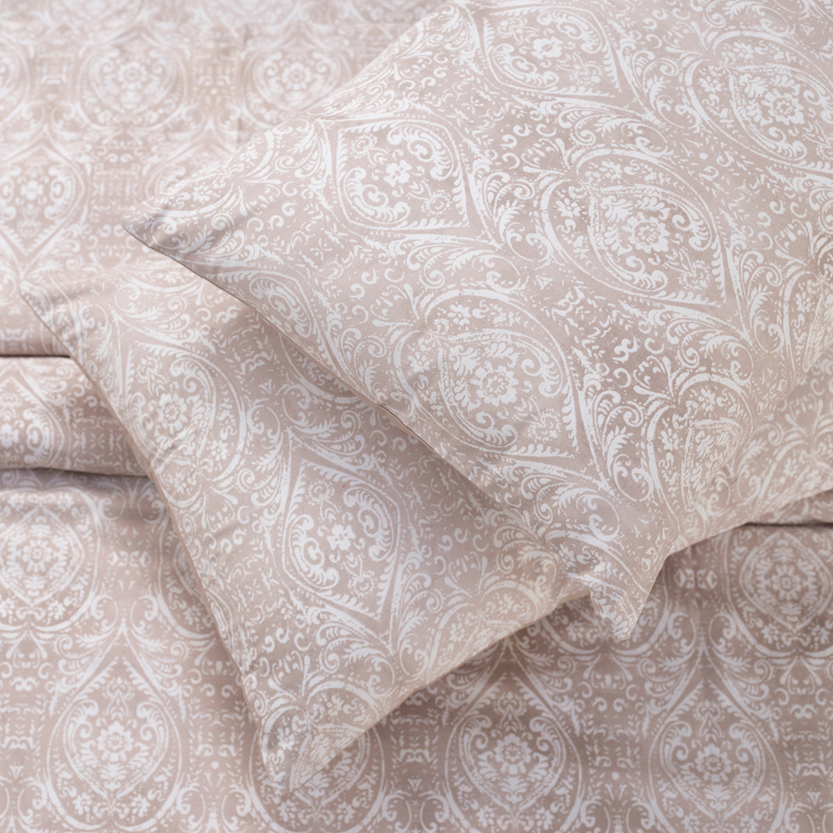 Tranquil Serenity Lucille 100% Cotton Printed Neutral Pillow Case Set