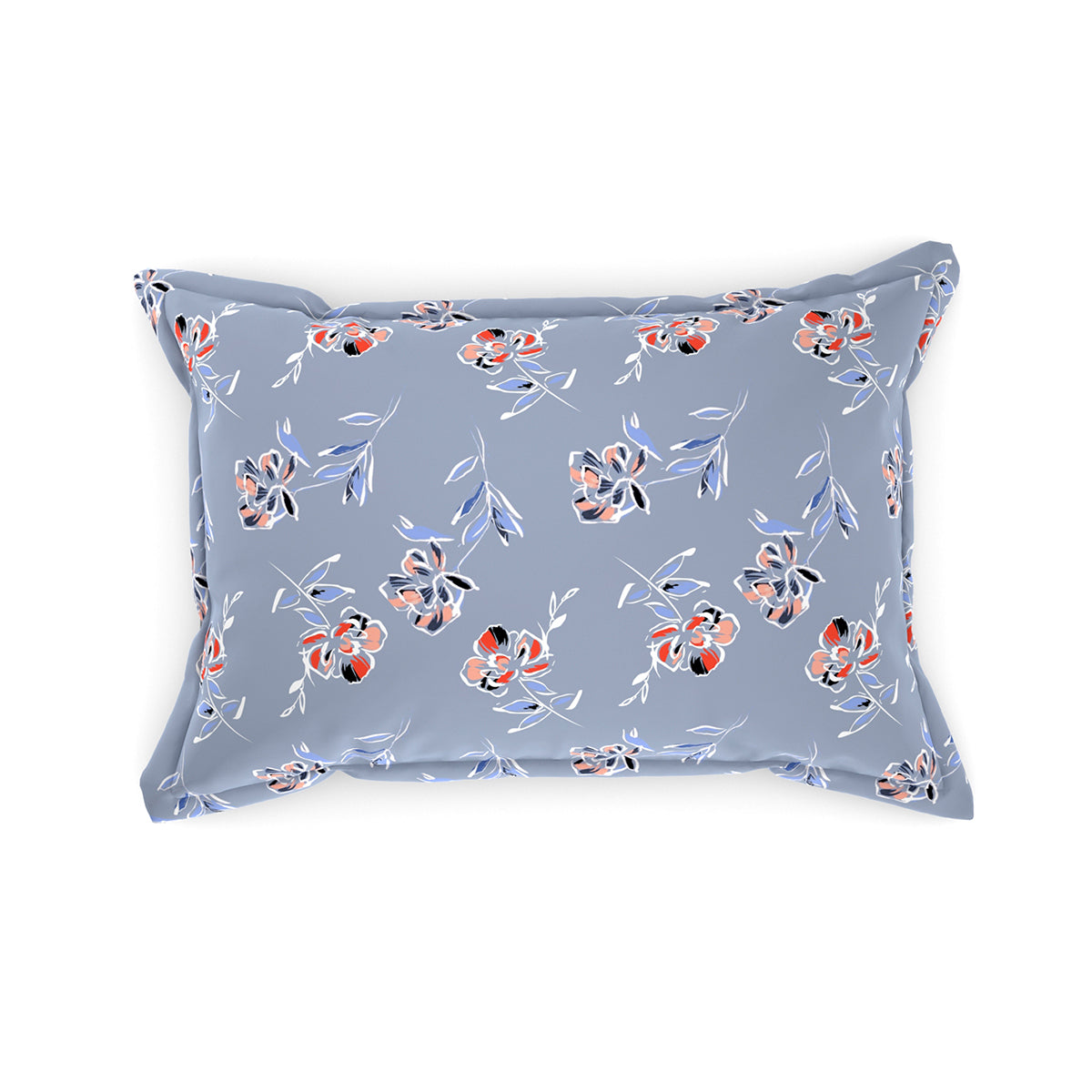 Tranquil Serenity Blossom Retreat 100% Cotton Printed Blue Pillow Case Set Of 2