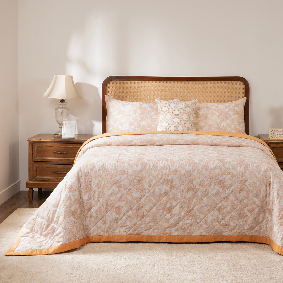 Quilt Set Ideal For Gifting Triangle Quilt Set Rust