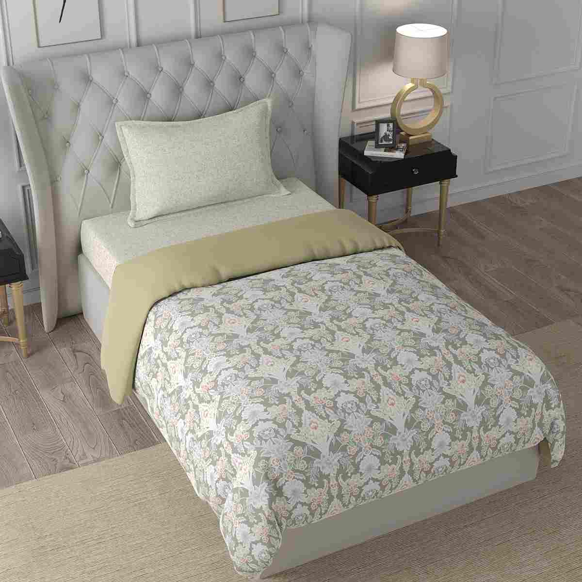 Regency Dark Flora Summer AC Quilt/Quilted Bed Cover/Comforter Grey
