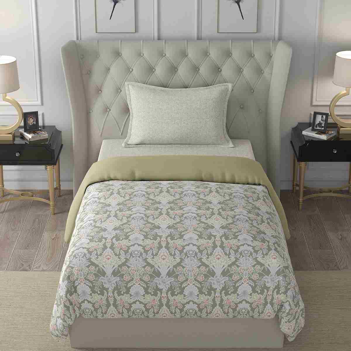 Regency Dark Flora Summer AC Quilt/Quilted Bed Cover/Comforter Grey