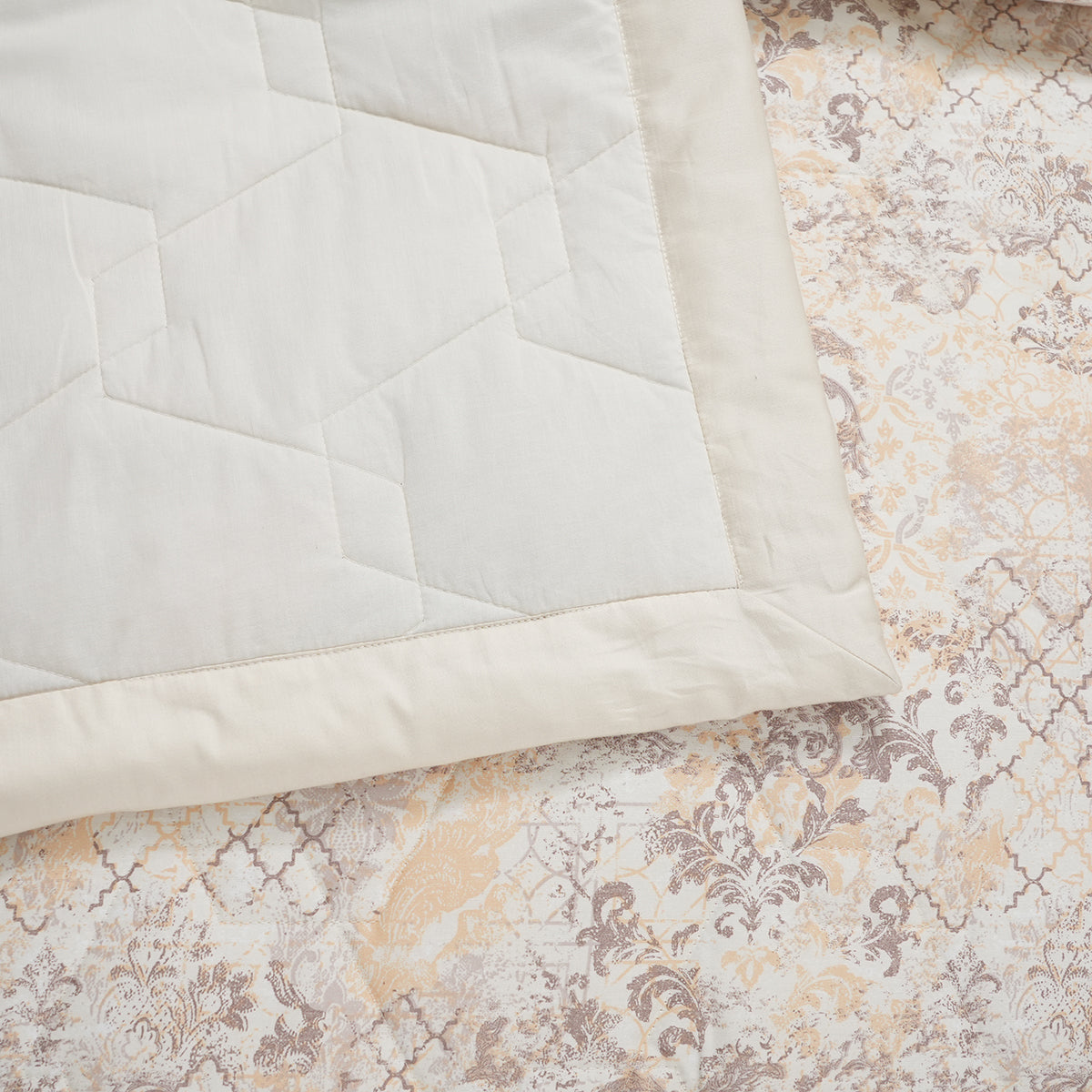 PBS Refined Retro Nouvel Damask Neutral Summer AC Quilt/Quilted Bed Cover/Comferter
