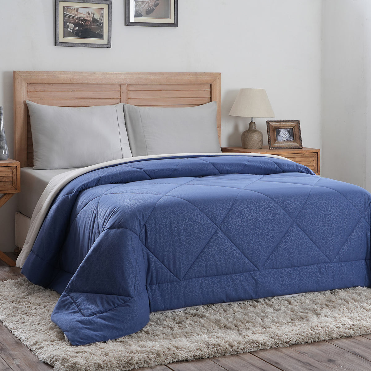Hermosa Glister Pebble Blue 250GSM Reversible Winter Quilt