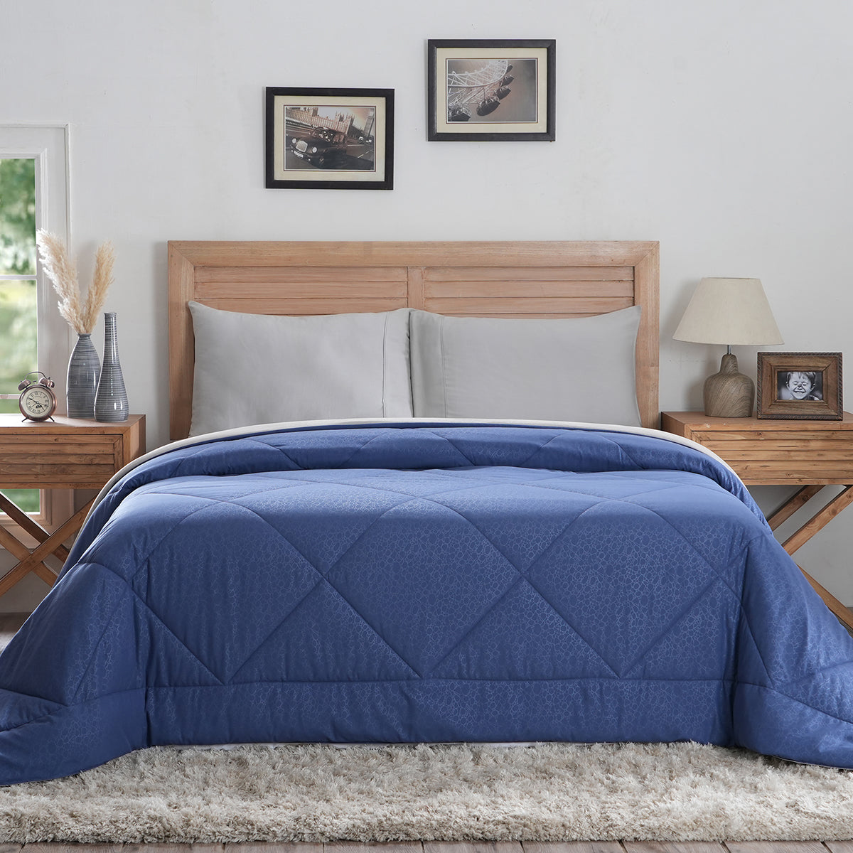 Hermosa Glister Pebble Blue 250GSM Reversible Winter Quilt
