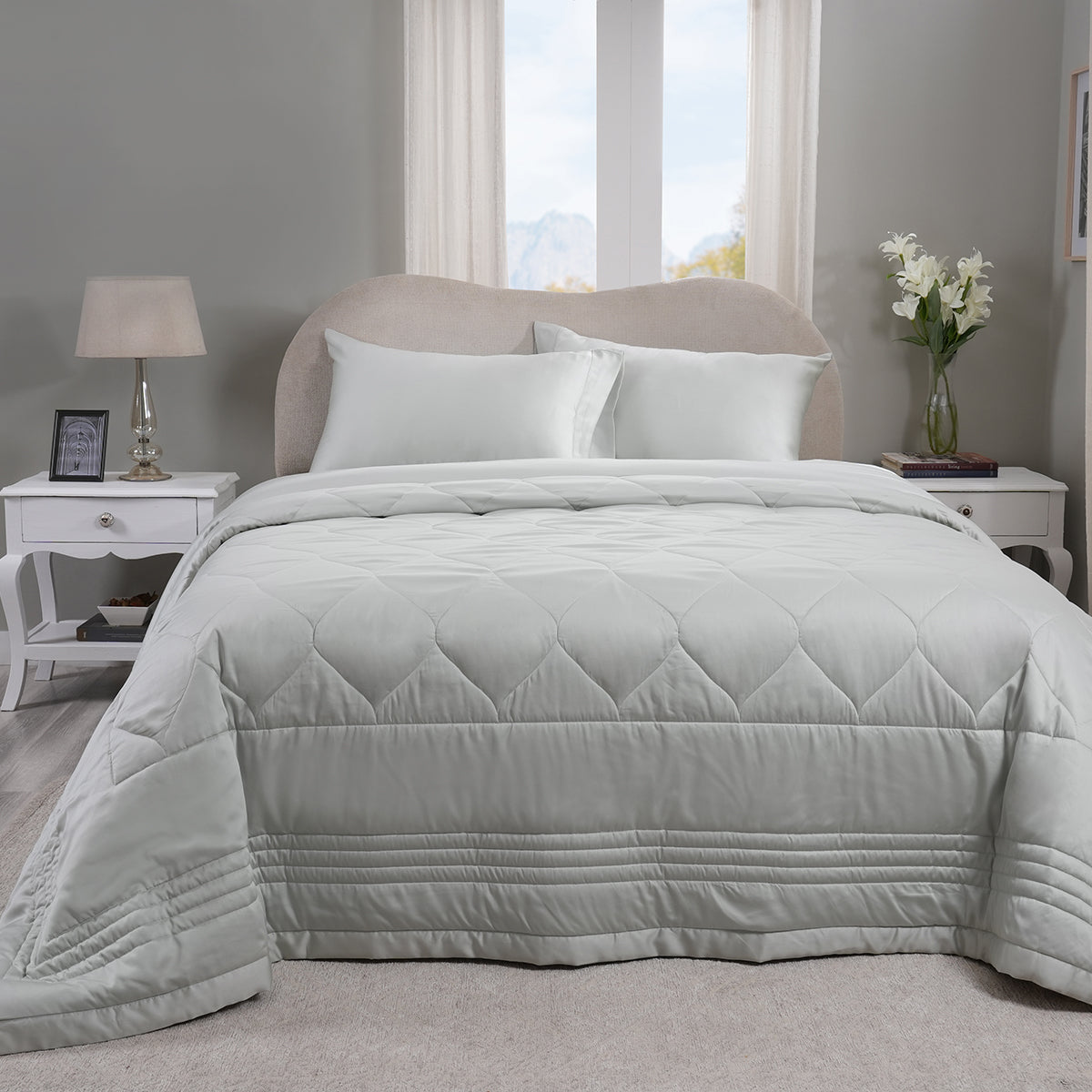 Vintage Noemi Tencel™ Fabric AC Quilt/Quilted Bed Cover/Comforter, Green