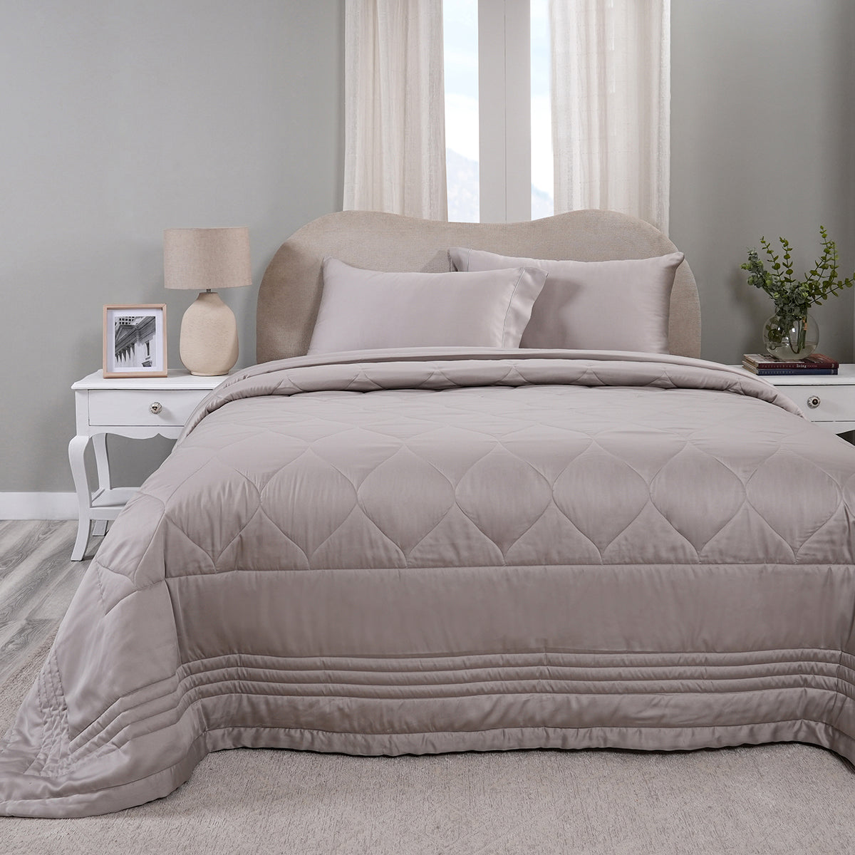 Vintage Noemi Tencelâ„¢ Fabric AC Quilt/Quilted Bed Cover/Comforter, Grey