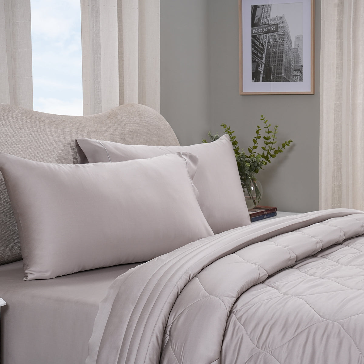 Vintage Noemi Tencelâ„¢ Fabric AC Quilt/Quilted Bed Cover/Comforter, Grey