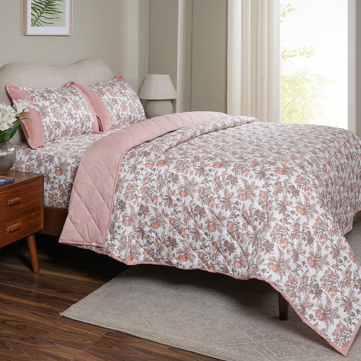 Sensory Bloom Fruity Foliage extremely Cozy Pink Quilt