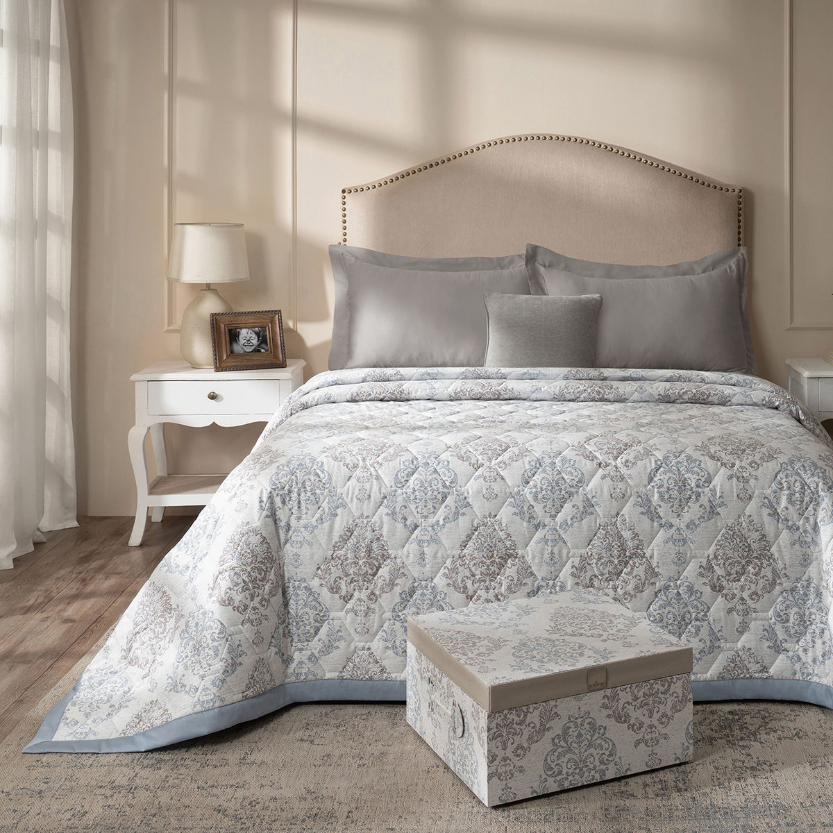 PBS Timeless Ornare 6Pcs Quilt Set/Quilted Bed Cover Dusty Blue